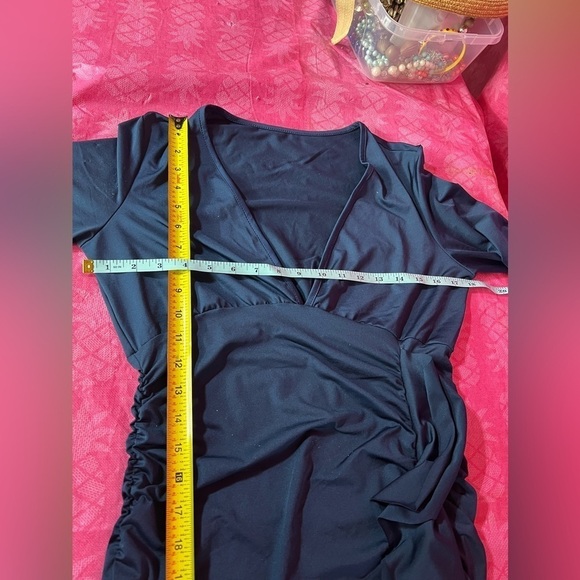 Midnight Blue Rouched Dress (NWOT) M - Picture 9 of 10
